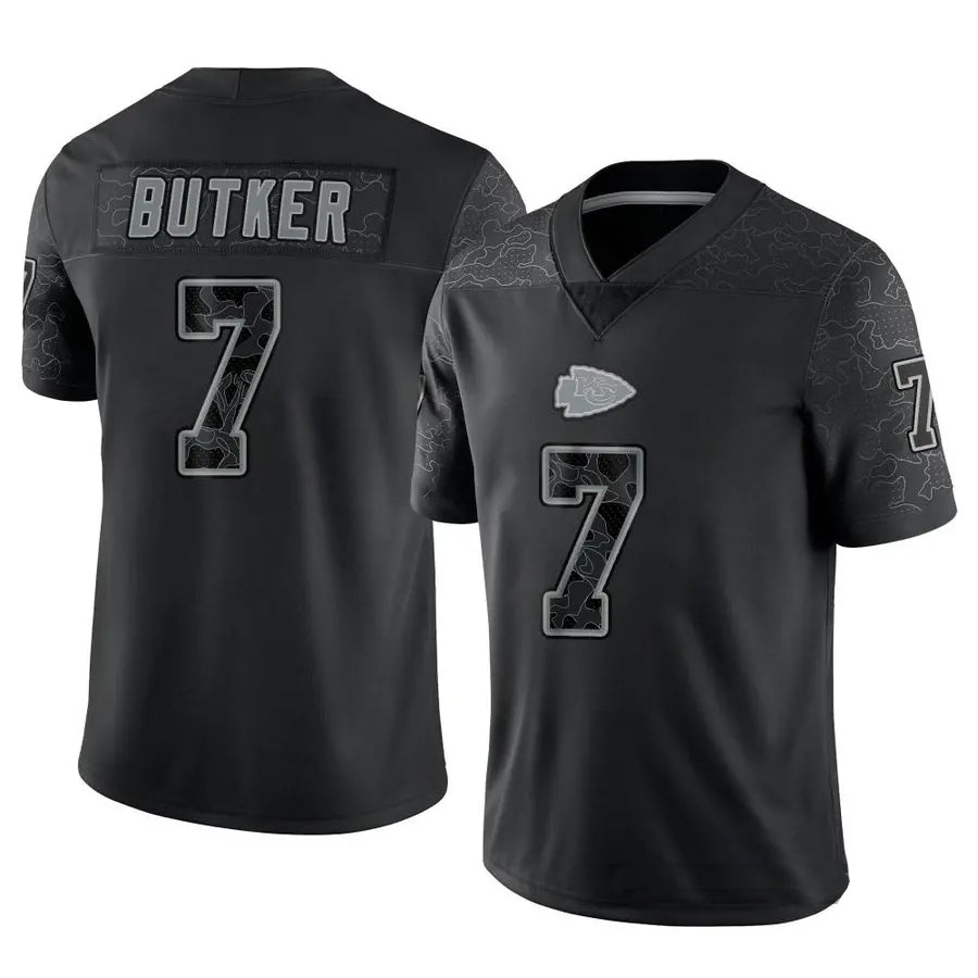 Johmsee KC.Chiefs #7 Harrison Butker Player Black RFLCTV Limited Stitched Jerseys