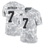 Johmsee KC.Chiefs #7 Harrison Butker Player Limited Arctic Camo Salute to Service Stitched Jerseys