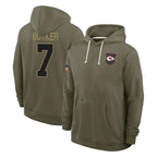 Johmsee KC.Chiefs #7 Harrison Butker Player Olive Salute to Service Pullover Hoodies Limited Stitched Jerseys