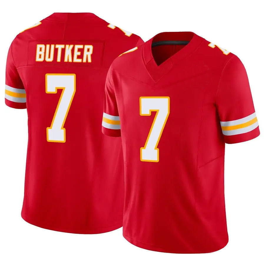 Johmsee KC.Chiefs #7 Harrison Butker Player Red Vapor F.U.S.E. Limited Stitched Jerseys