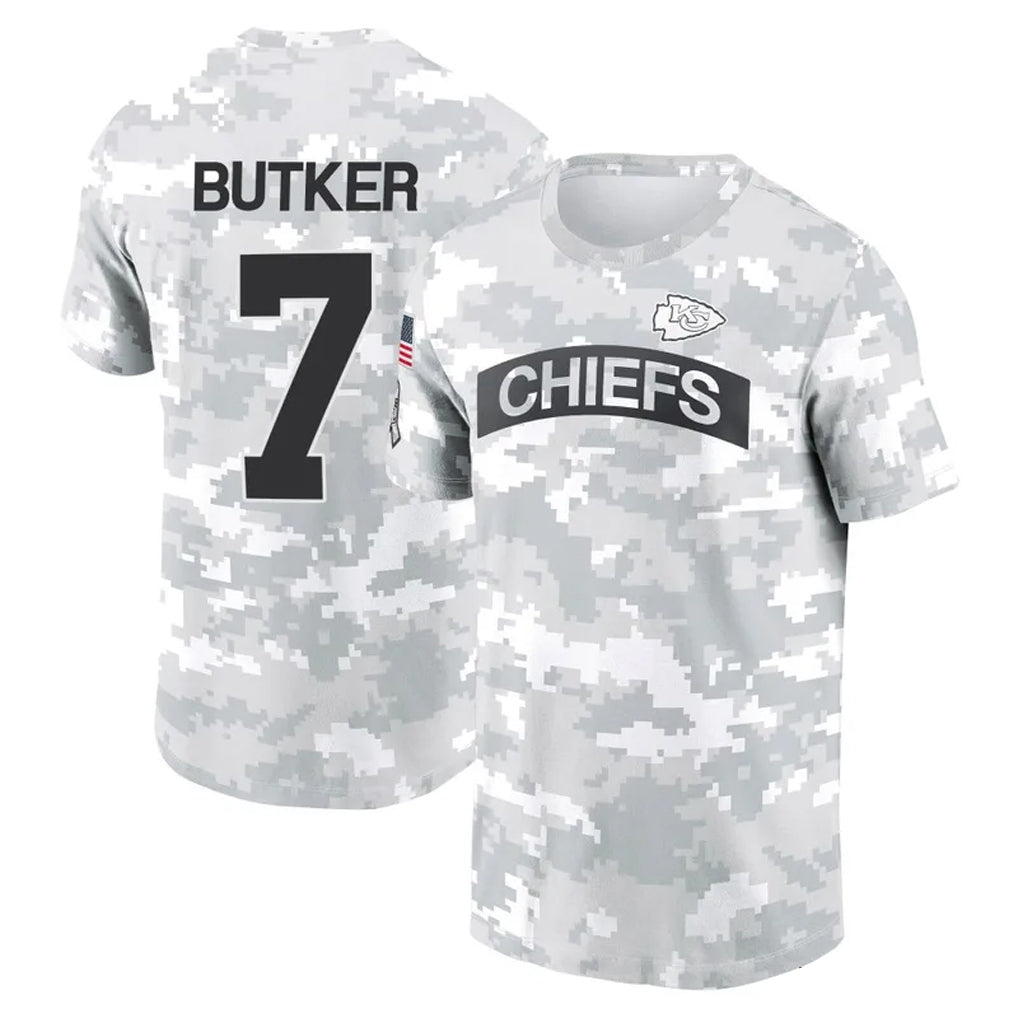 Johmsee KC.Chiefs #7 Harrison Butker Player Salute to Service Hoodies & T-Shirts Stitched Jerseys