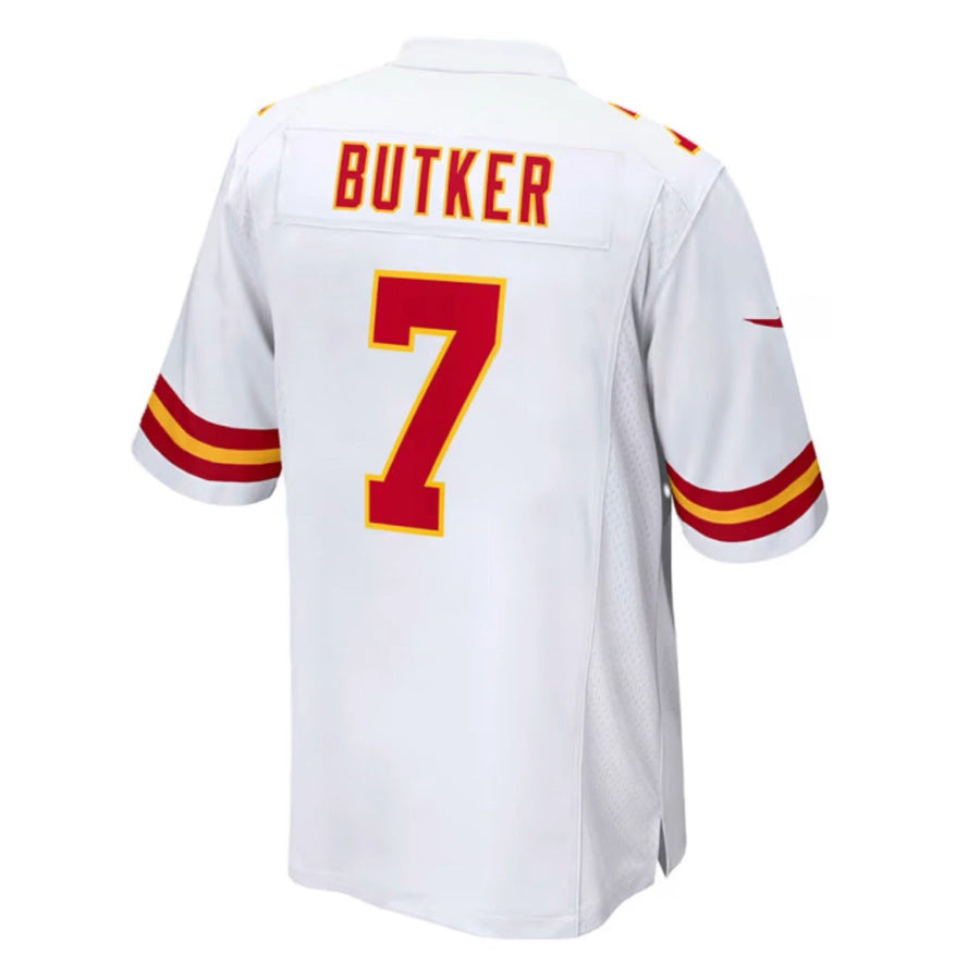 Johmsee KC.Chiefs #7 Harrison Butker Player White Home Game Stitched Jerseys