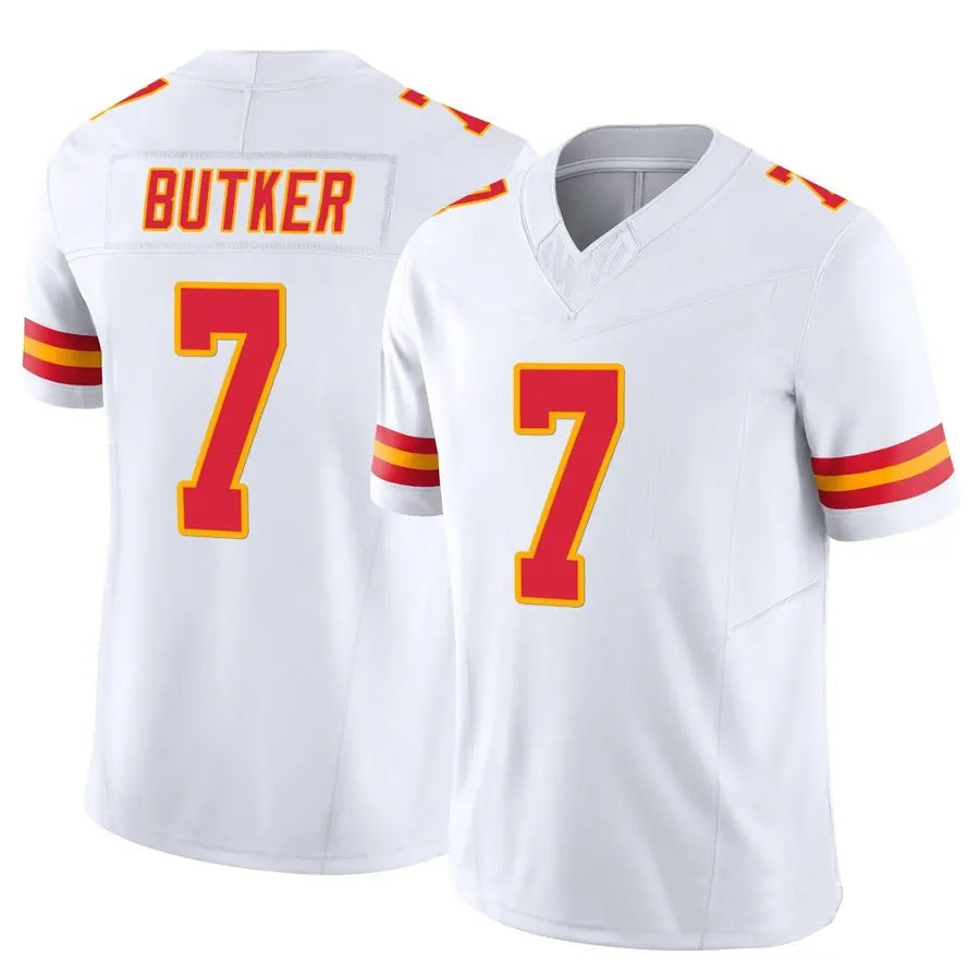 Johmsee KC.Chiefs #7 Harrison Butker Player White Vapor F.U.S.E. Limited Stitched Jerseys
