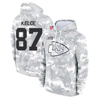 Johmsee KC.Chiefs #87 Travis Kelce Player Arctic Camo Salute to Service Hoodies Stitched Jerseys