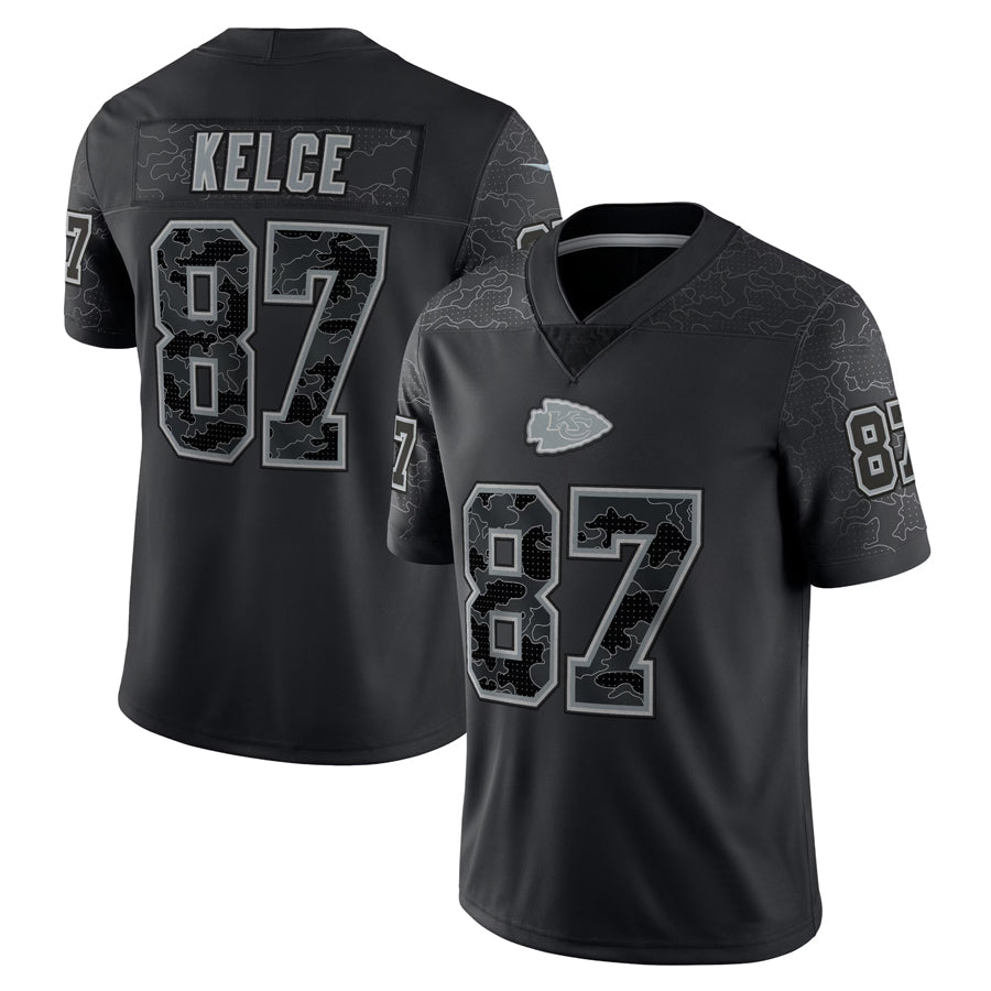Johmsee KC.Chiefs #87 Travis Kelce Player Black RFLCTV Limited Stitched Jerseys