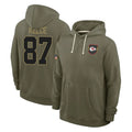 Johmsee KC.Chiefs #87 Travis Kelce Player Olive Salute to Service Hoodies Stitched Jerseys