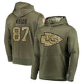 Johmsee KC.Chiefs #87 Travis Kelce Player Salute to Service Limited Olive Hoodies Stitched Jerseys