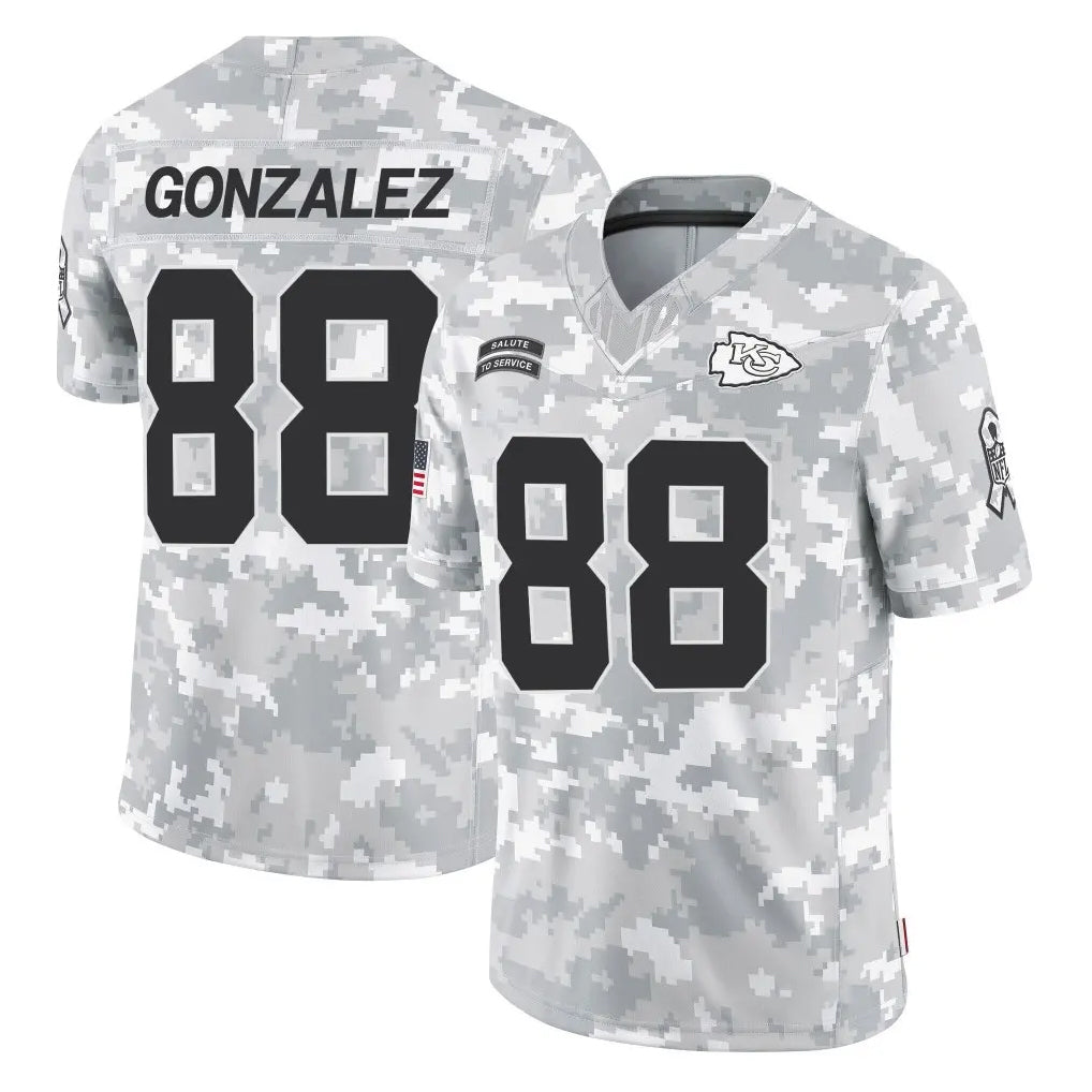 Johmsee KC.Chiefs #88 Tony Gonzalez Player Arctic Camo Salute To Service Limited Game Stitched Jerseys