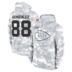 Johmsee KC.Chiefs #88 Tony Gonzalez Player Arctic Camo Salute to Service Hoodies Limited Game Stitched Jerseys