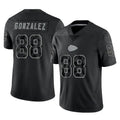 Johmsee KC.Chiefs #88 Tony Gonzalez Player Black Limited Reflective Game Stitched Jerseys