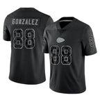 Johmsee KC.Chiefs #88 Tony Gonzalez Player Black Limited Reflective Game Stitched Jerseys