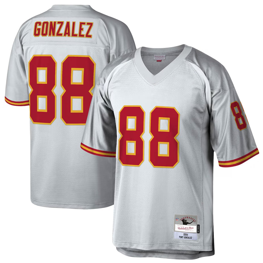 Johmsee KC.Chiefs #88 Tony Gonzalez Player Mitchell & Ness Platinum Legacy Football Jerseys