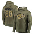 Johmsee KC.Chiefs #88 Tony Gonzalez Player Olive Salute to Service Pullover Hoodies Home Game Stitched Jerseys