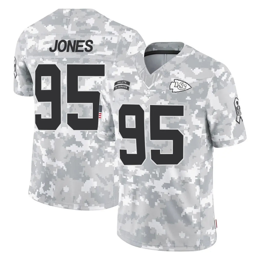 Johmsee KC.Chiefs #95 Chris Jones Player Arctic Camo Salute To Service Limited Game Stitched Jerseys