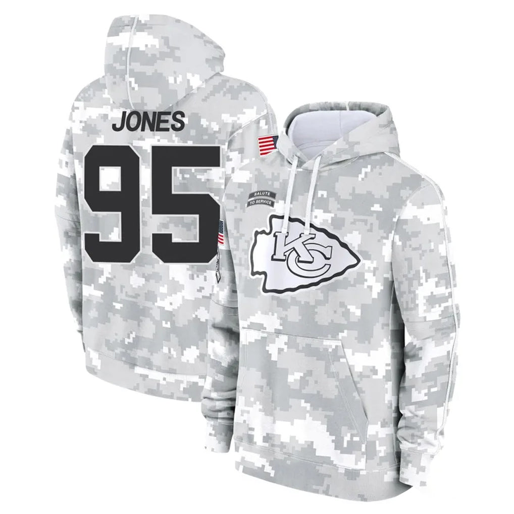 Johmsee KC.Chiefs #95 Chris Jones Player Arctic Camo Salute to Service Hoodies Limited Game Stitched Jerseys