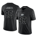 Johmsee KC.Chiefs #95 Chris Jones Player Black Limited Reflective Game Stitched Jerseys