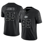 Johmsee KC.Chiefs #95 Chris Jones Player Black RFLCTV Limited Stitched Jerseys