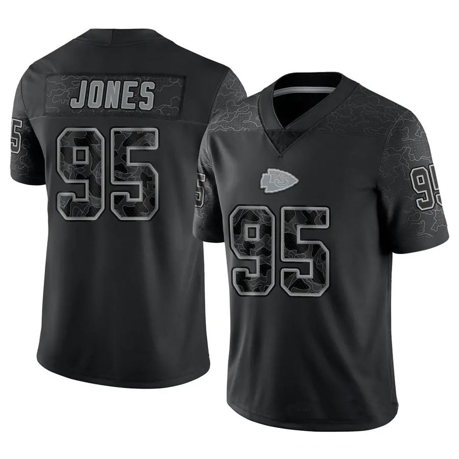 Johmsee KC.Chiefs #95 Chris Jones Player Black RFLCTV Limited Stitched Jerseys