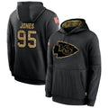 Johmsee KC.Chiefs #95 Chris Jones Player Black Salute to Service Hoodies Stitched Jerseys
