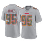 Johmsee KC.Chiefs #95 Chris Jones Player Gray Atmosphere Fashion Game Stitched Jerseys