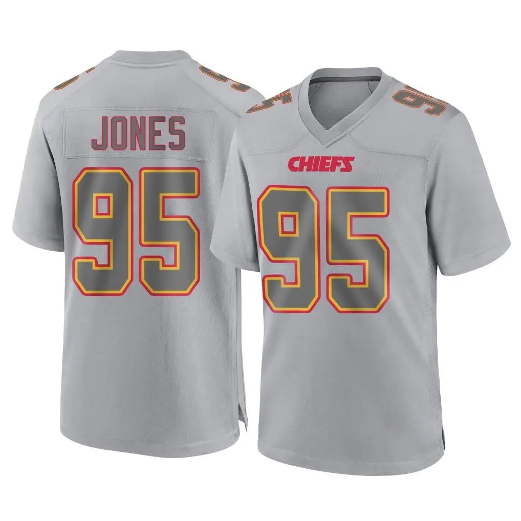 Johmsee KC.Chiefs #95 Chris Jones Player Gray Atmosphere Fashion Game Stitched Jerseys