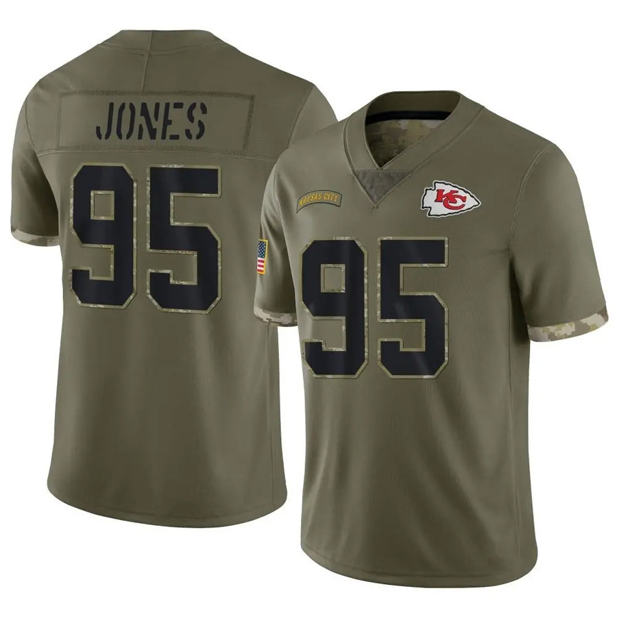 Johmsee KC.Chiefs #95 Chris Jones Player Olive Salute To Service Stitched Jerseys