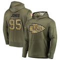 Johmsee KC.Chiefs #95 Chris Jones Player Salute to Service Limited Olive Hoodies Stitched Jerseys