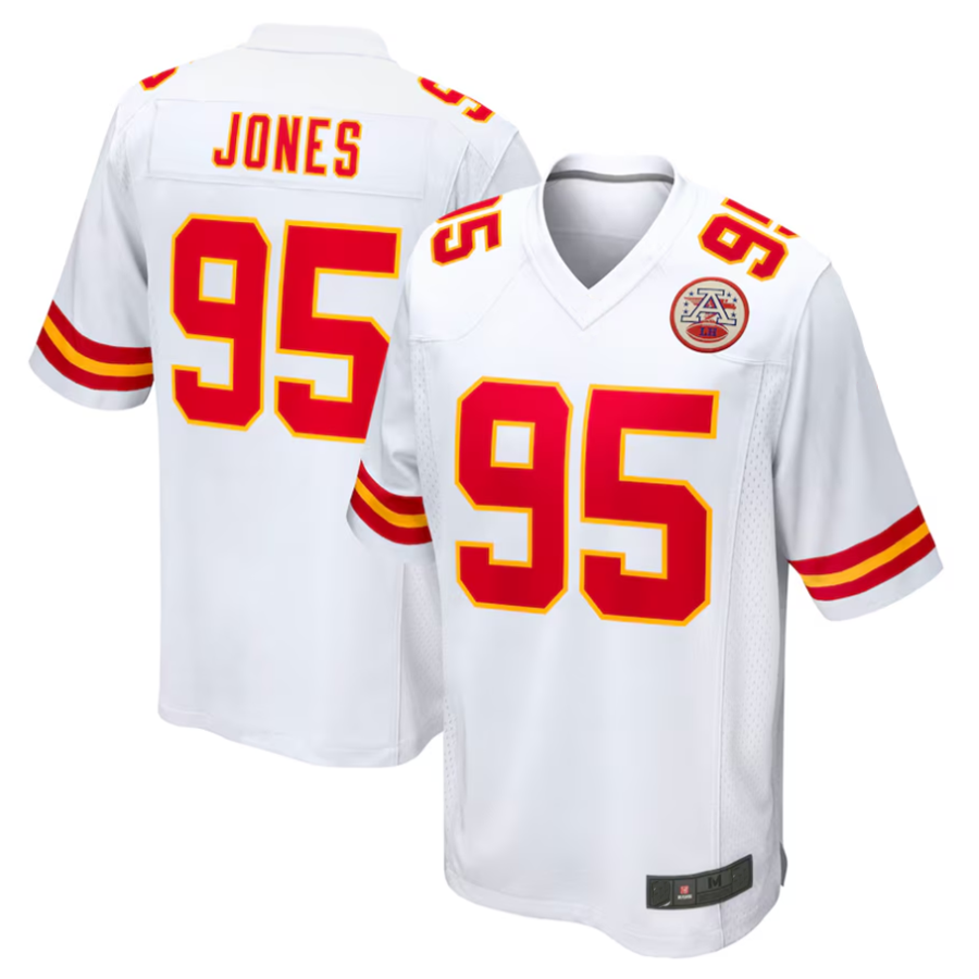 Johmsee KC.Chiefs #95 Chris Jones Player White Home Game Stitched Jersey