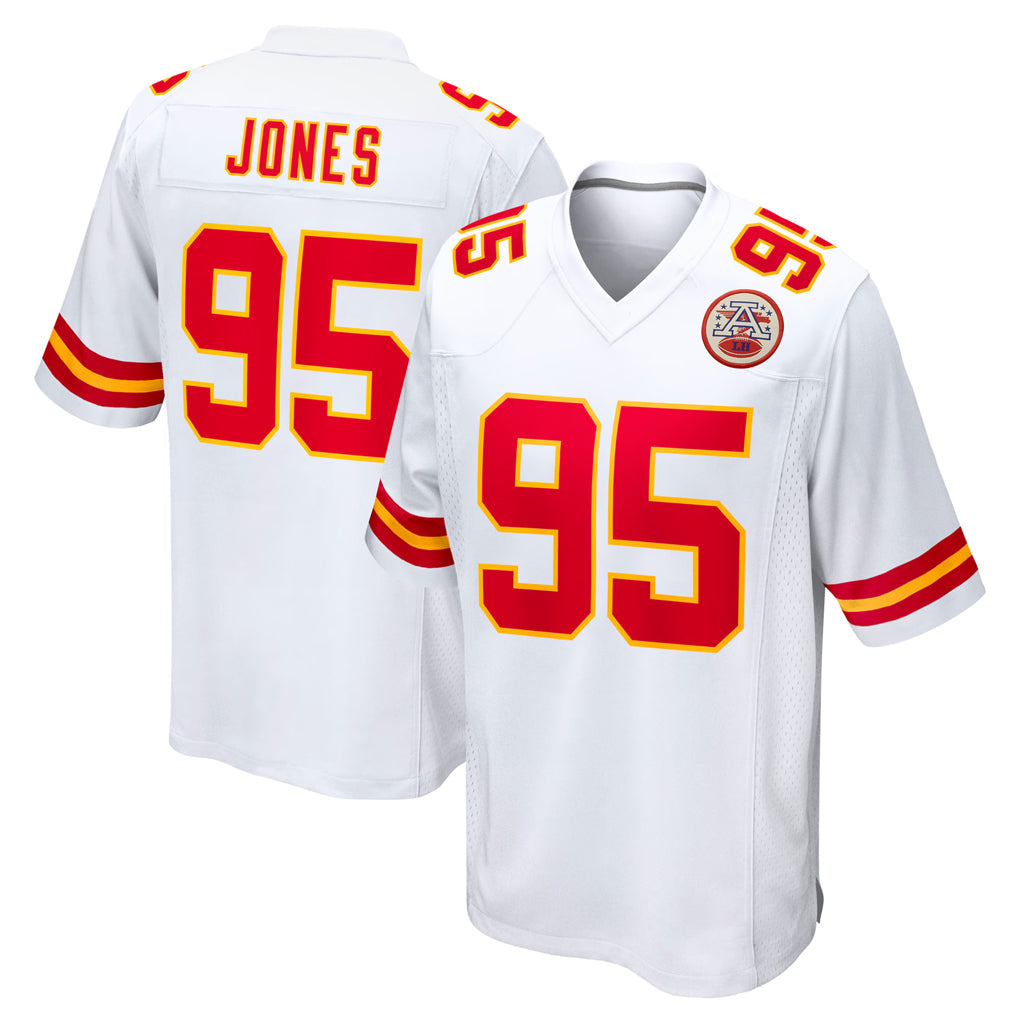 Johmsee KC.Chiefs #95 Chris Jones Player White Home Game Stitched Jerseys
