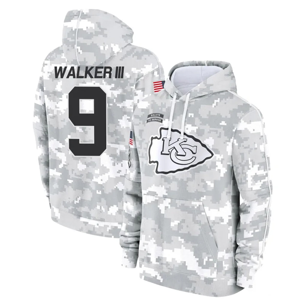 Johmsee KC.Chiefs #9 Kenneth Walker III Player Arctic Camo Salute to Service Hoodies Limited Game Stitched Jerseys