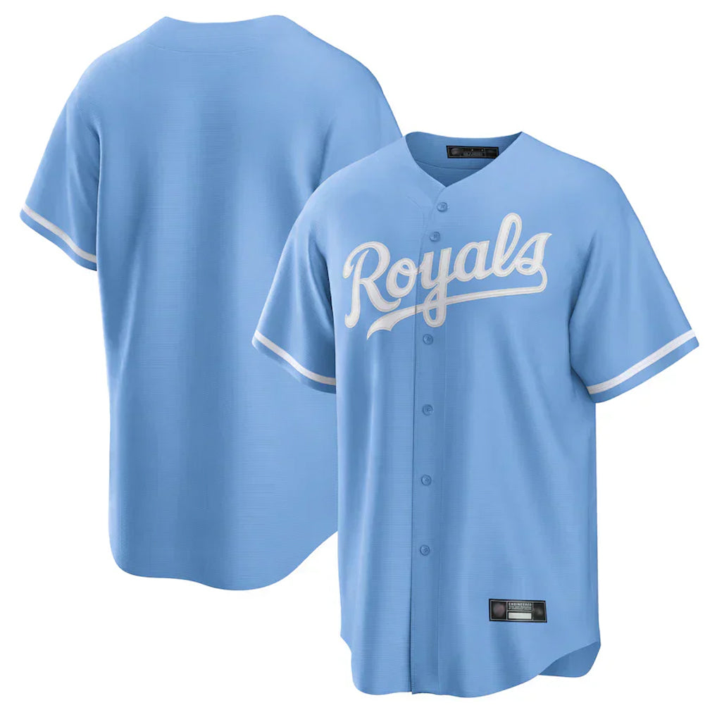 Johmsee KC.Royals Light Blue Home Game Blank Player Stitched Jerseys