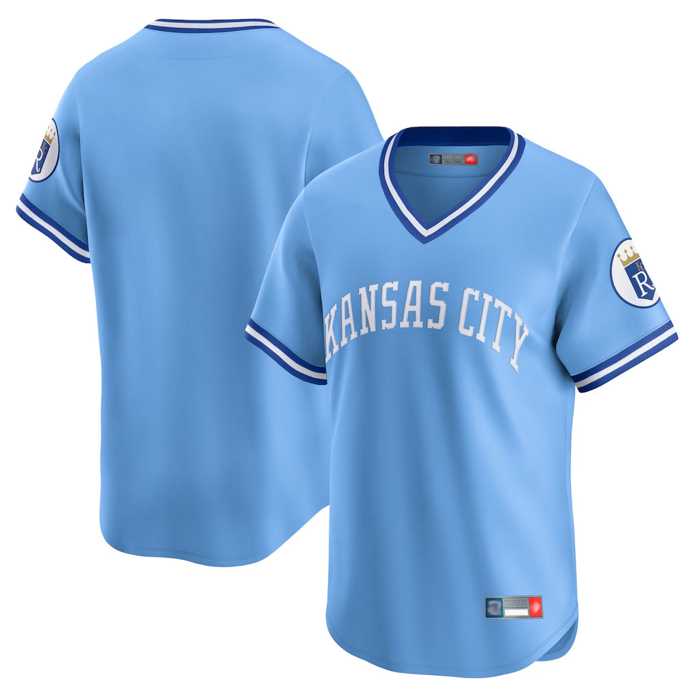 Johmsee KC.Royals Light Blue Limited Throwback Cooperstown Collection Blank Player T-shirt Stitched Jerseys