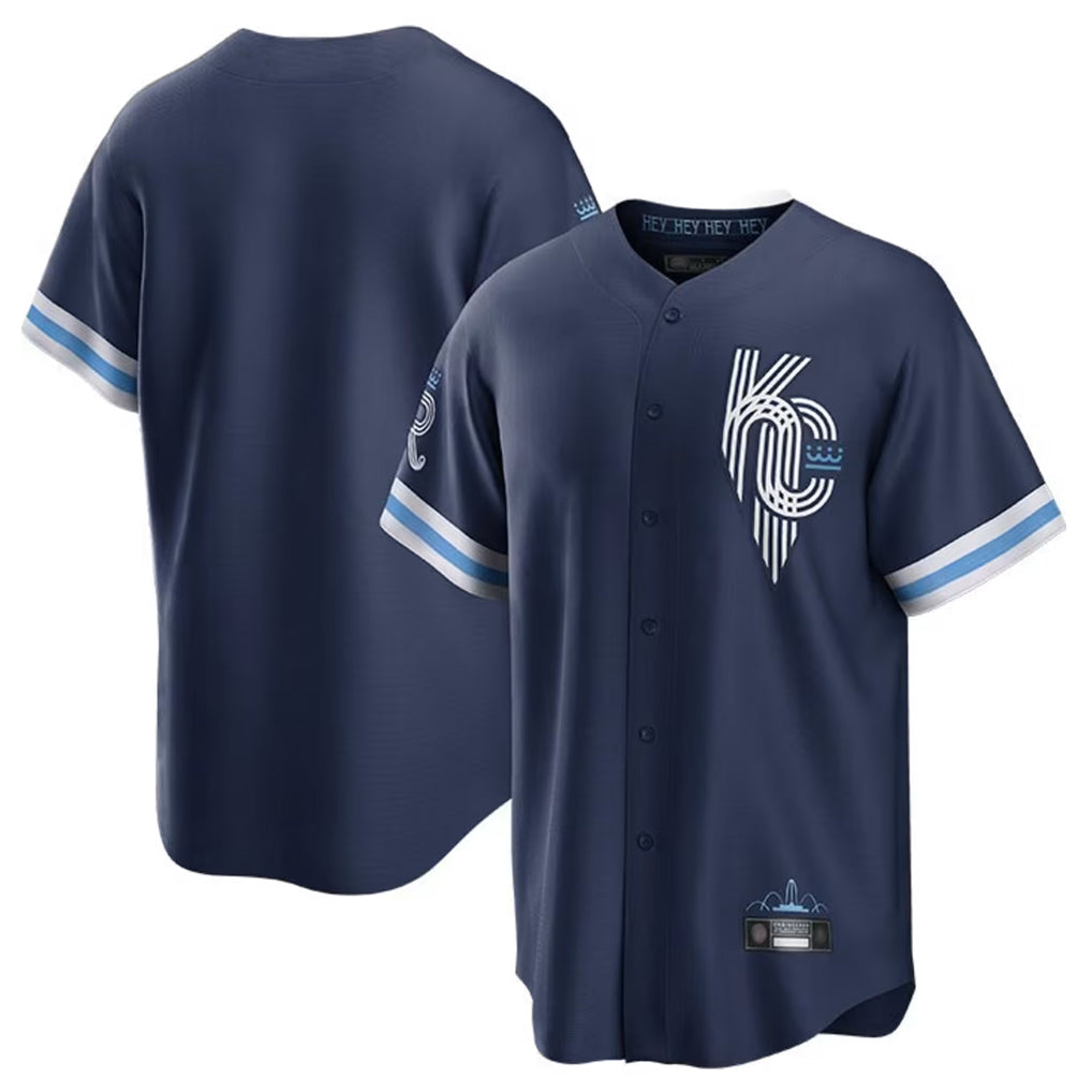 Johmsee KC.Royals Navy City Connect Home Game Blank Player Stitched Jerseys