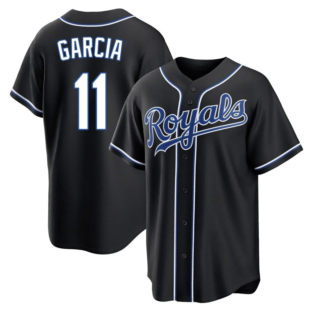 Johmsee KC.Royals #11 Maikel Garcia Player Black Carbon Fashion Home Game Stitched Jerseys