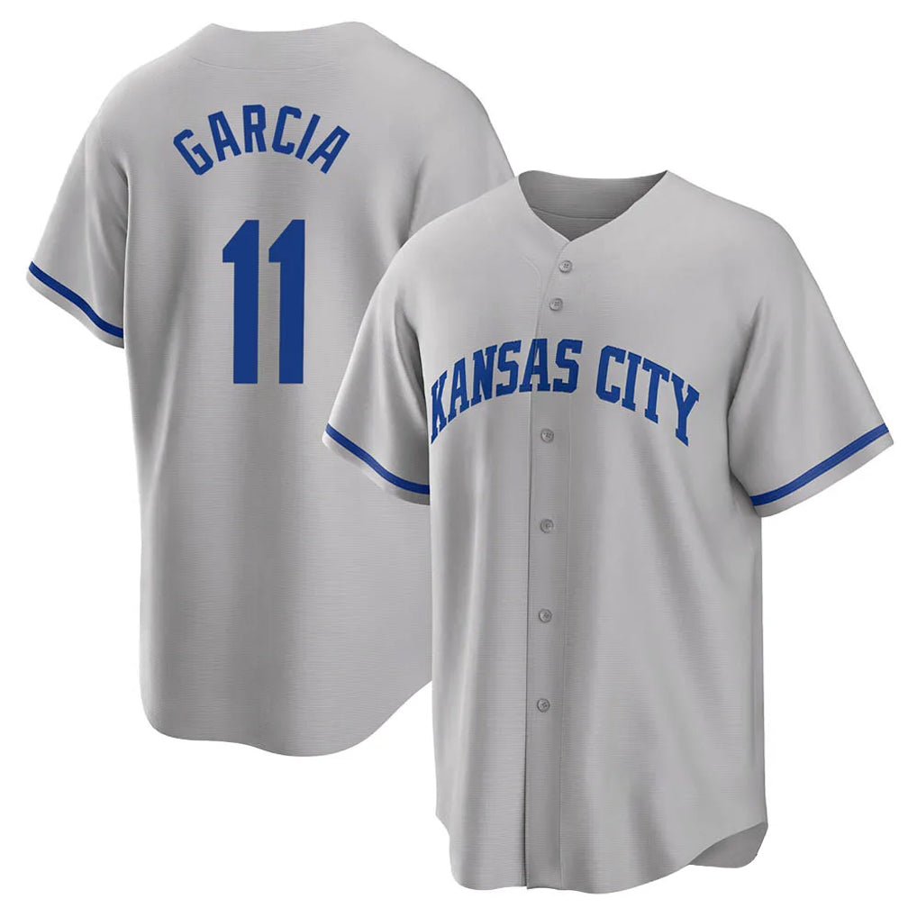 Johmsee KC.Royals #11 Maikel Garcia Player Gray Game Home Stitched Jerseys