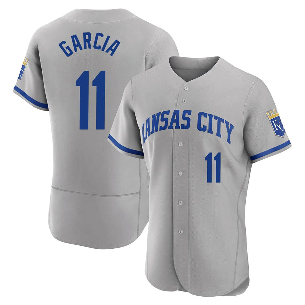 Johmsee KC.Royals #11 Maikel Garcia Player Gray Limited Elite Home Game Stitched Jerseys