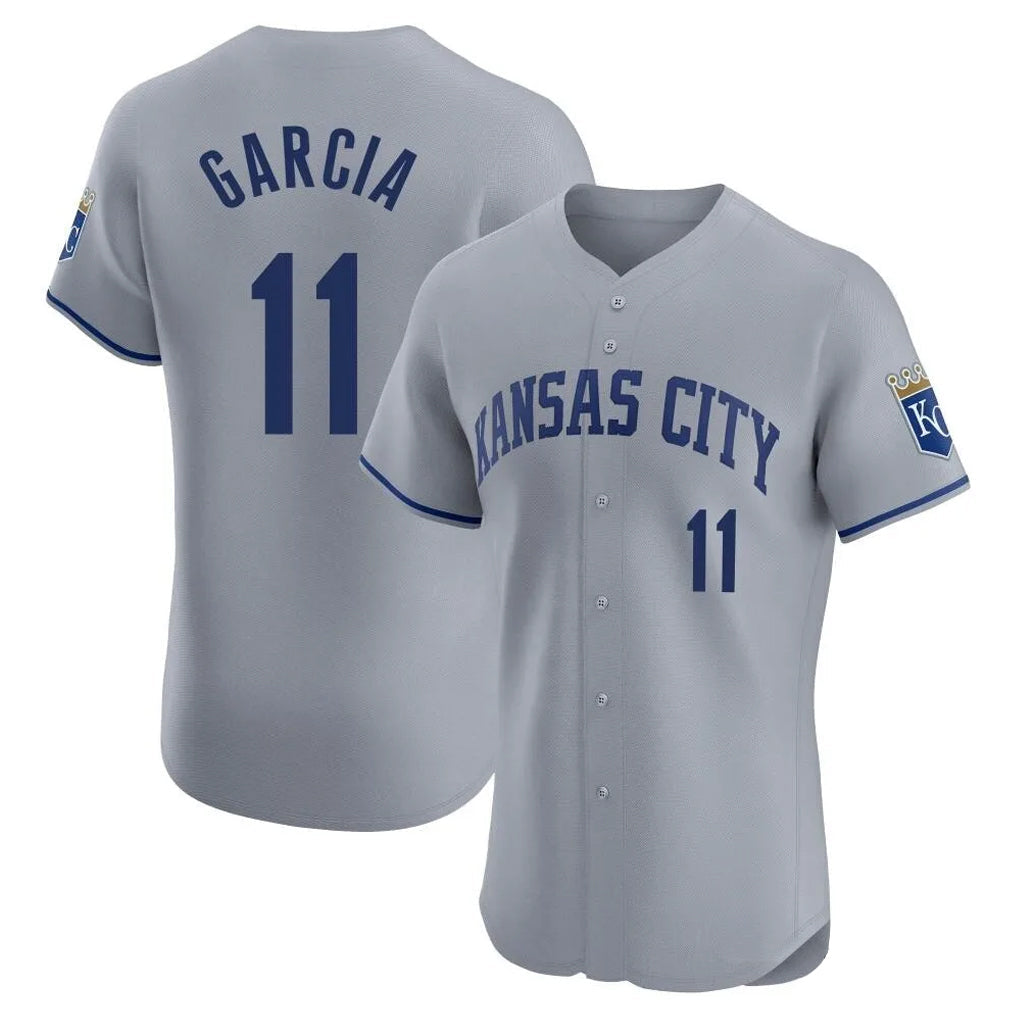Johmsee KC.Royals #11 Maikel Garcia Player Gray Limited Elite Home Stitched Jerseys