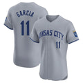 Johmsee KC.Royals #11 Maikel Garcia Player Gray Limited Elite Home Stitched Jerseys