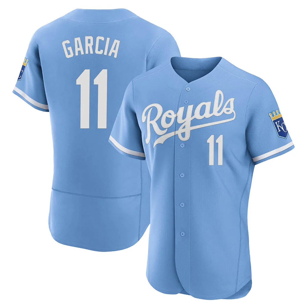 Johmsee KC.Royals #11 Maikel Garcia Player Light Blue Alt Limited Elite Home Stitched Jerseys