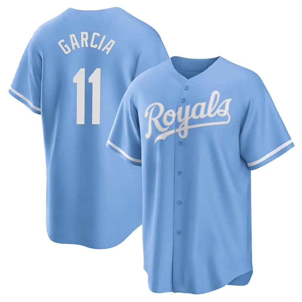 Johmsee KC.Royals #11 Maikel Garcia Player Light Blue Home Game Stitched Jerseys