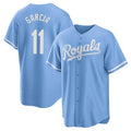 Johmsee KC.Royals #11 Maikel Garcia Player Light Blue Home Game Stitched Jerseys