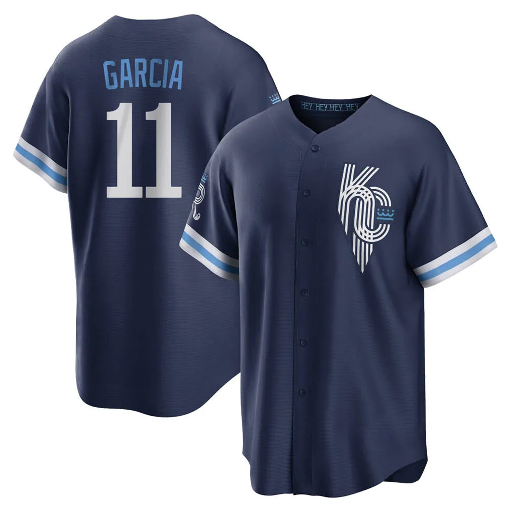 Johmsee KC.Royals #11 Maikel Garcia Player Navy City Connect Home Game Stitched Jerseys