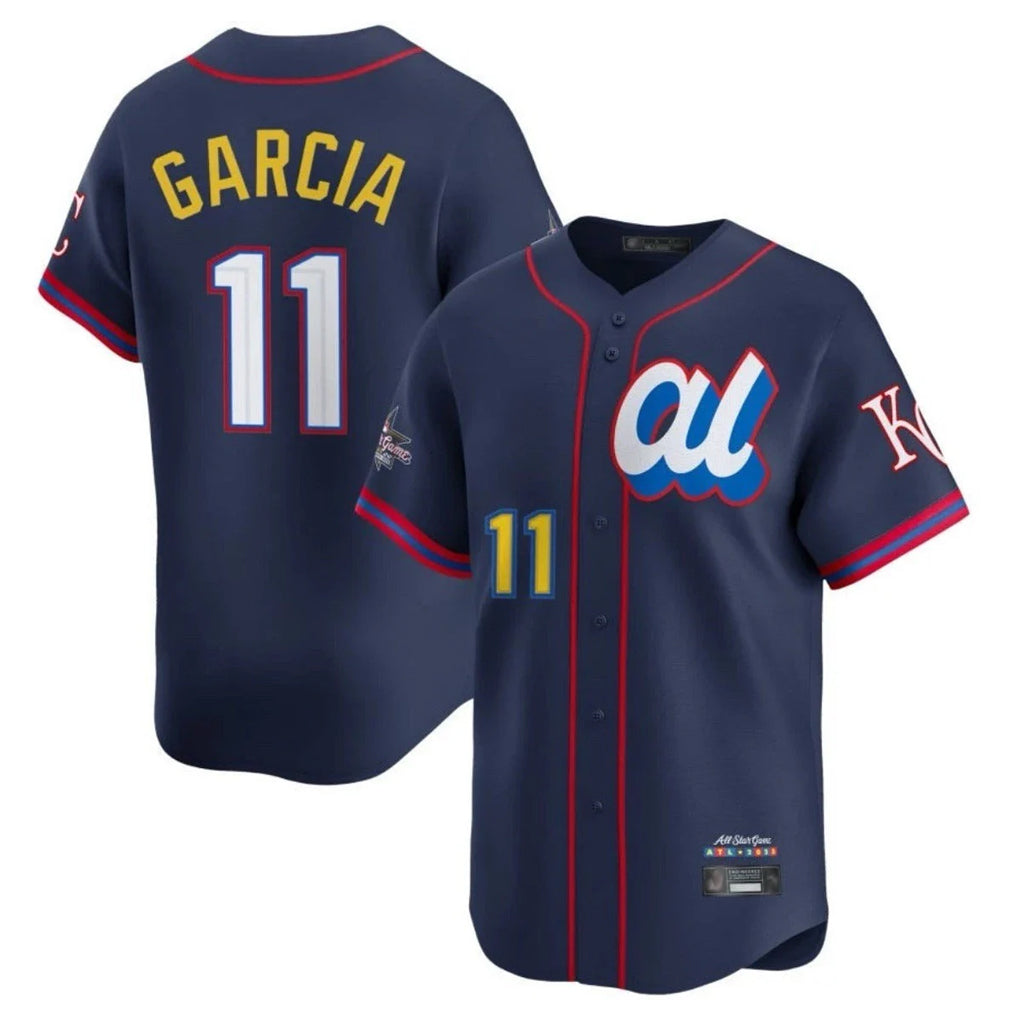 Johmsee KC.Royals #11 Maikel Garcia Player Navy Limited American League All-Star Edition Stitched Jerseys
