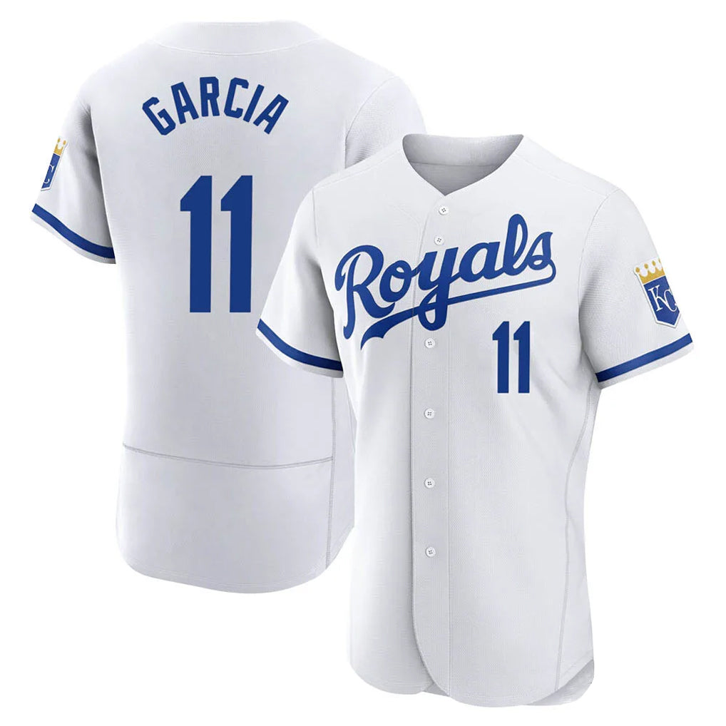 Johmsee KC.Royals #11 Maikel Garcia Player White Limited Elite Home Game Stitched Jerseys