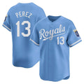 Johmsee KC.Royals #13 Salvador Perez Player Light Blue Alt Limited Home Stitched Jerseys