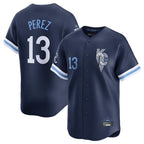 Johmsee KC.Royals #13 Salvador Perez Player Navy City Connect Limited Home Stitched Jerseys