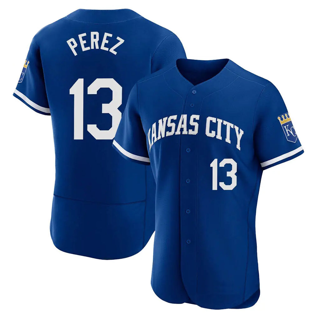 Johmsee KC.Royals #13 Salvador Perez Player Royal City Connect Limited Elite Home Game Stitched Jerseys