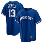 Johmsee KC.Royals #13 Salvador Perez Player Royal Game Home Stitched Jerseys
