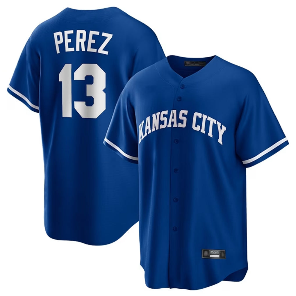 Johmsee KC.Royals #13 Salvador Perez Player Royal Game Home Stitched Jerseys