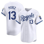 Johmsee KC.Royals #13 Salvador Perez Player White Alt Limited Home Stitched Jerseys